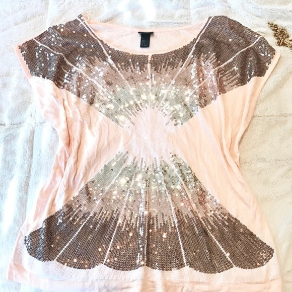 H&M NWOT blush colored sequin top - Picture 4 of 5
